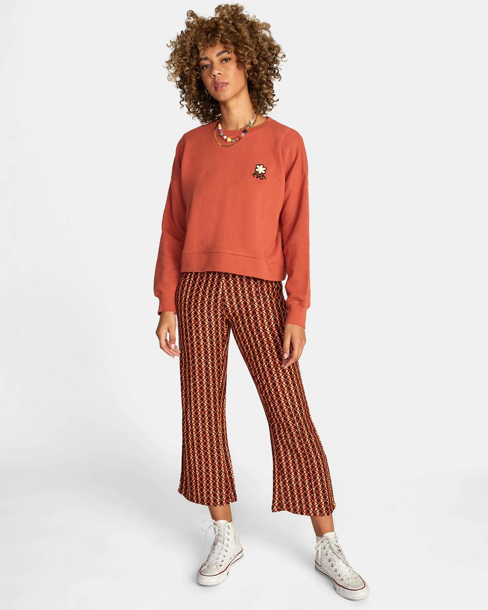 Cinnamon Rvca Vibe Terry Pullover Women's Hoodie | GUSUC29801