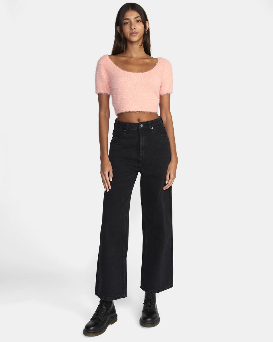 Coral Rvca Murray Cropped Women's Sweaters | USEAH84185