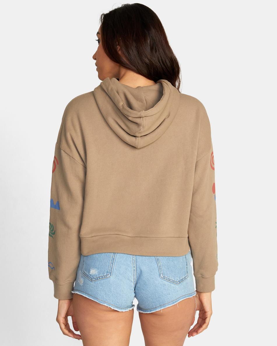 Dark Khaki Rvca Breeze Pullover Women's Hoodie | YUSGT74412