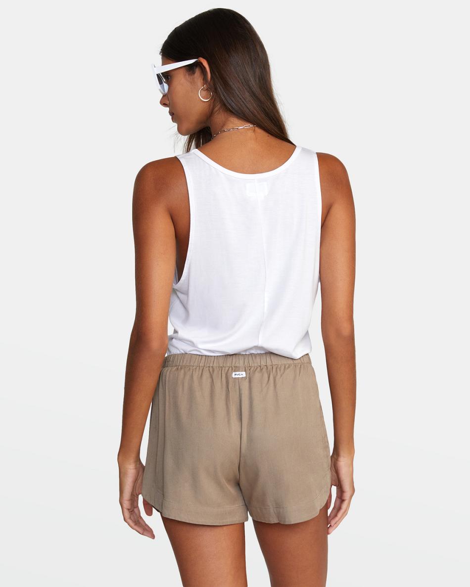 Dark Khaki Rvca New Yume Drawcord Women's Skirts | USQAV63502