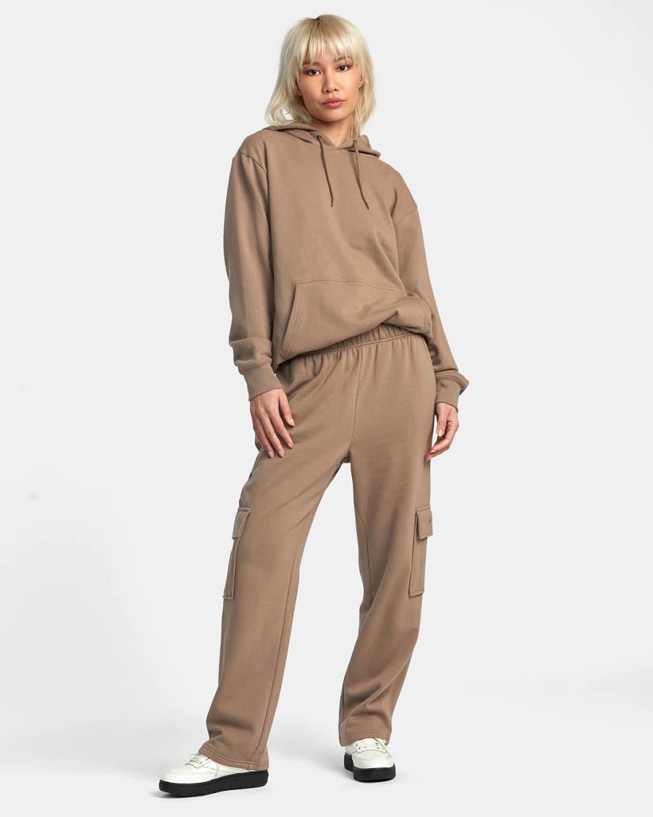 Dark Khaki Rvca Test Drive Cargo Sweatpants Women's Loungewear | XUSGW75596