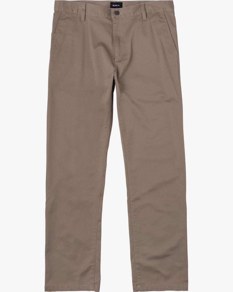 Dark Khaki Rvca The Week-end Stretch Men\'s Pants | UUSND13326