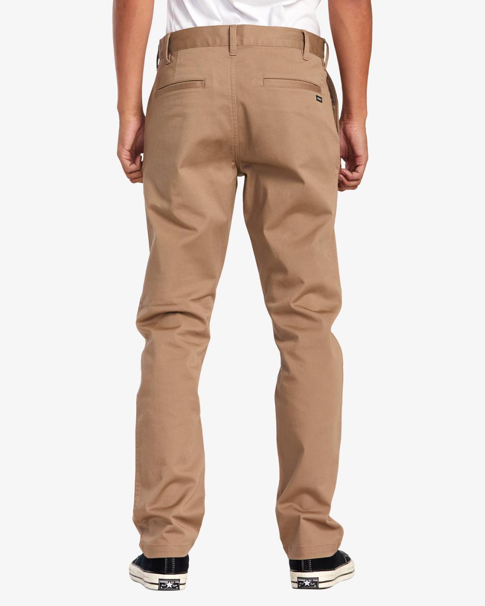 Dark Khaki Rvca Weekend Stretch Chino Men's Pants | QUSUV85161