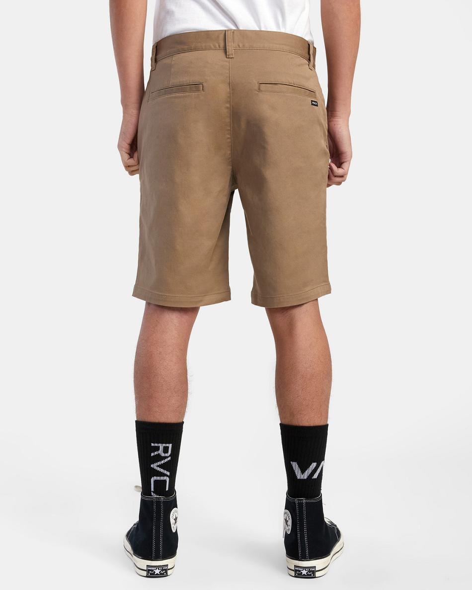Dark Khaki Rvca week-end 20 STRETCH Men's Shorts | TUSWZ21822