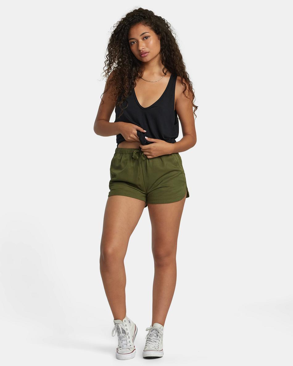 Dark Olive Rvca New Yume Drawcord Women's Skirts | USXMI84466