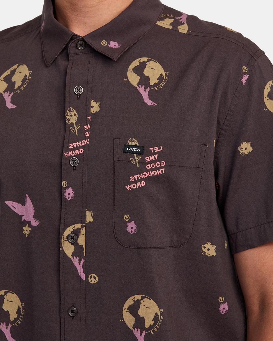 Dark Plum Rvca Let It Grow Short Sleeve Men's T shirt | USIIZ97046