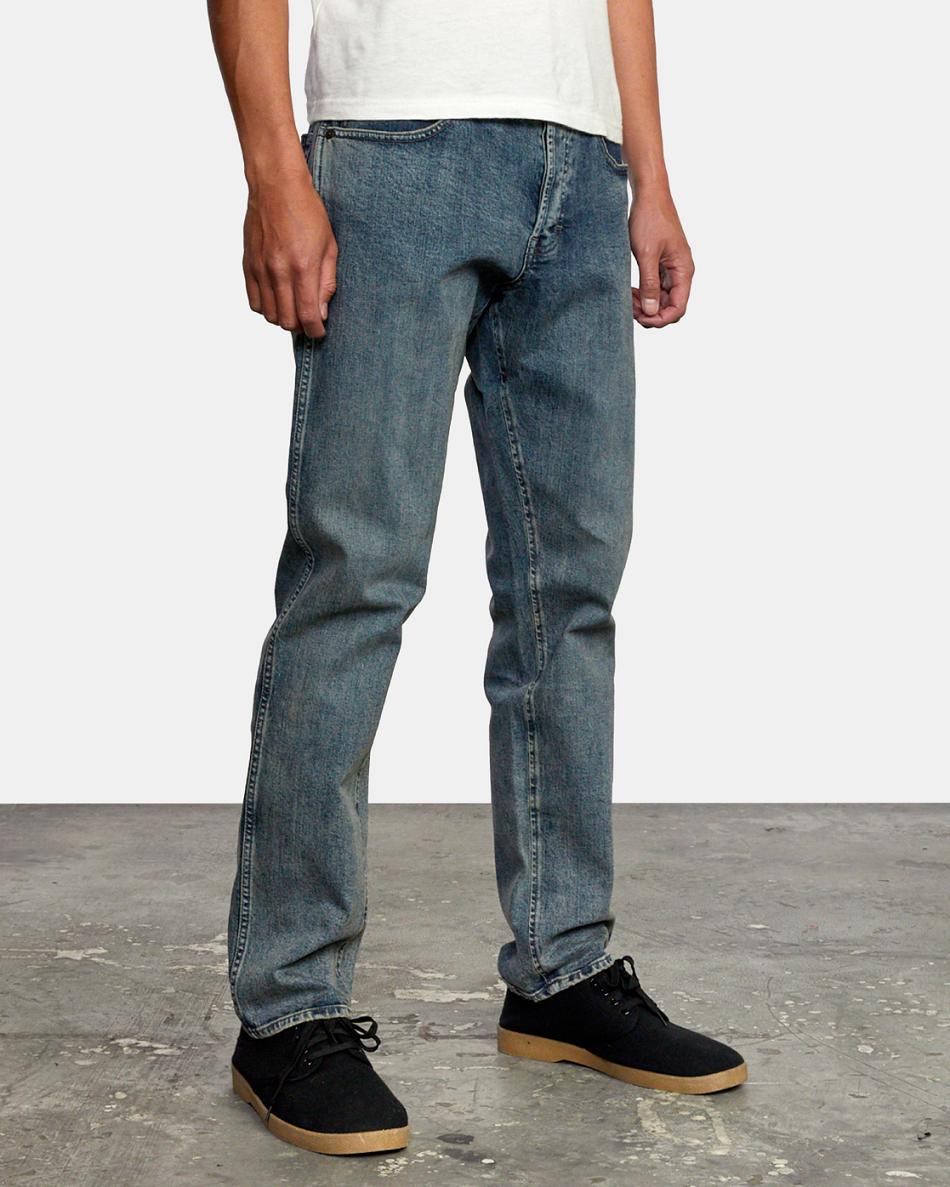 Dark Vintage Rvca Weekend Straight Fit Men's Jeans | USQAV63423