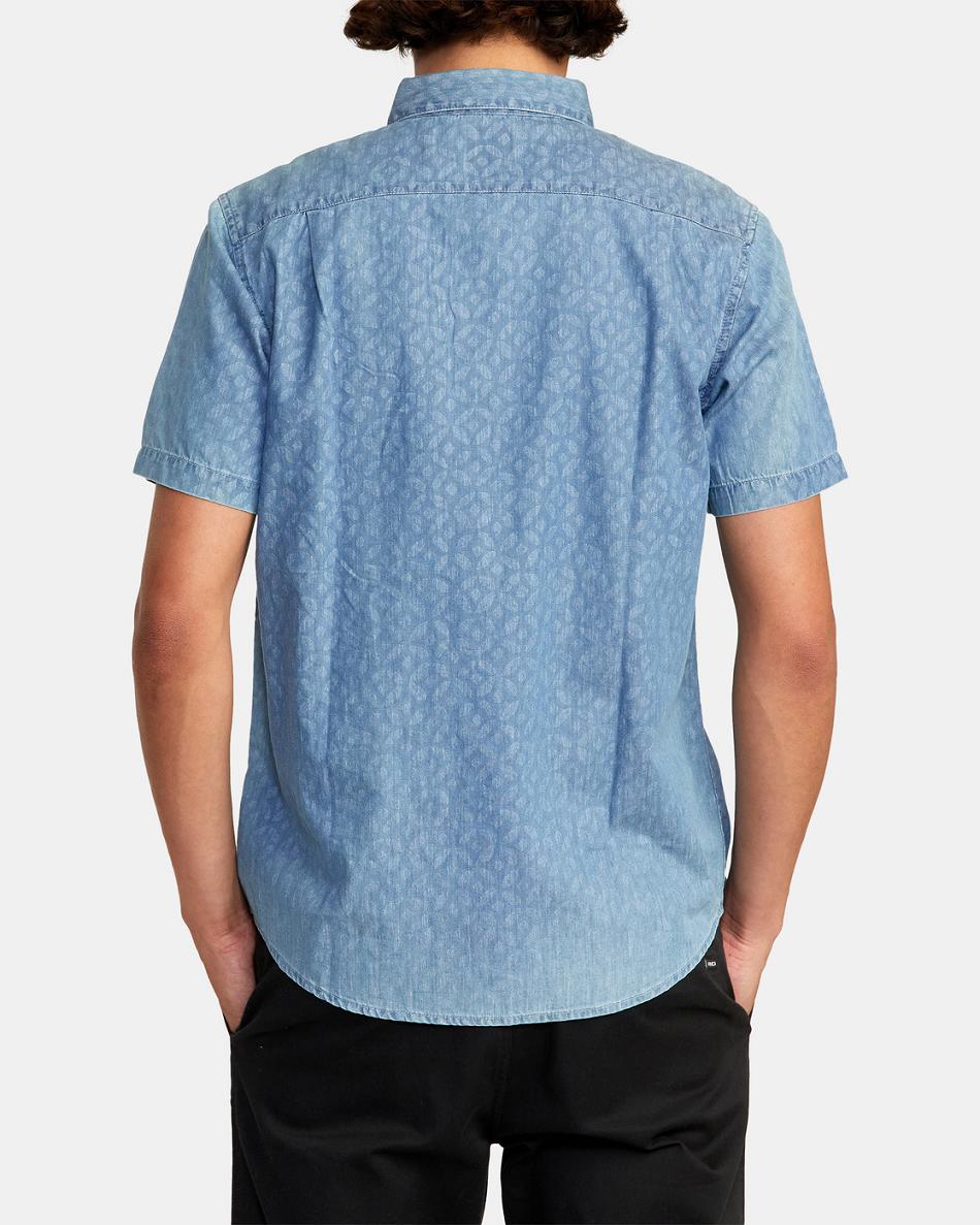 Denim Rvca Neo Denim Short Sleeve Men's T shirt | UUSTG50074