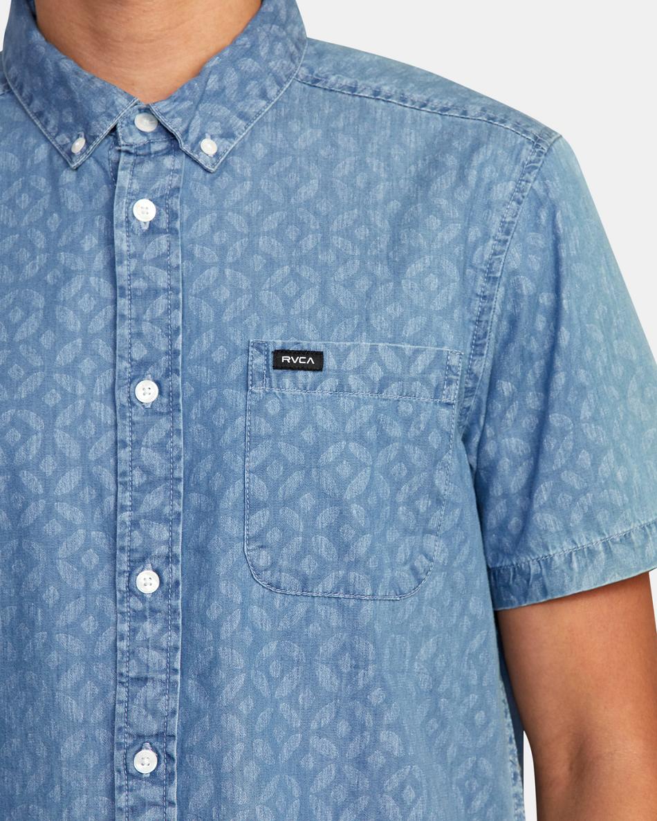 Denim Rvca Neo Denim Short Sleeve Men's T shirt | UUSTG50074
