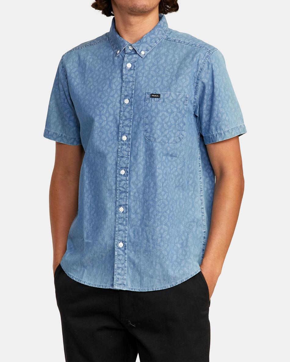 Denim Rvca Neo Denim Short Sleeve Men's T shirt | UUSTG50074