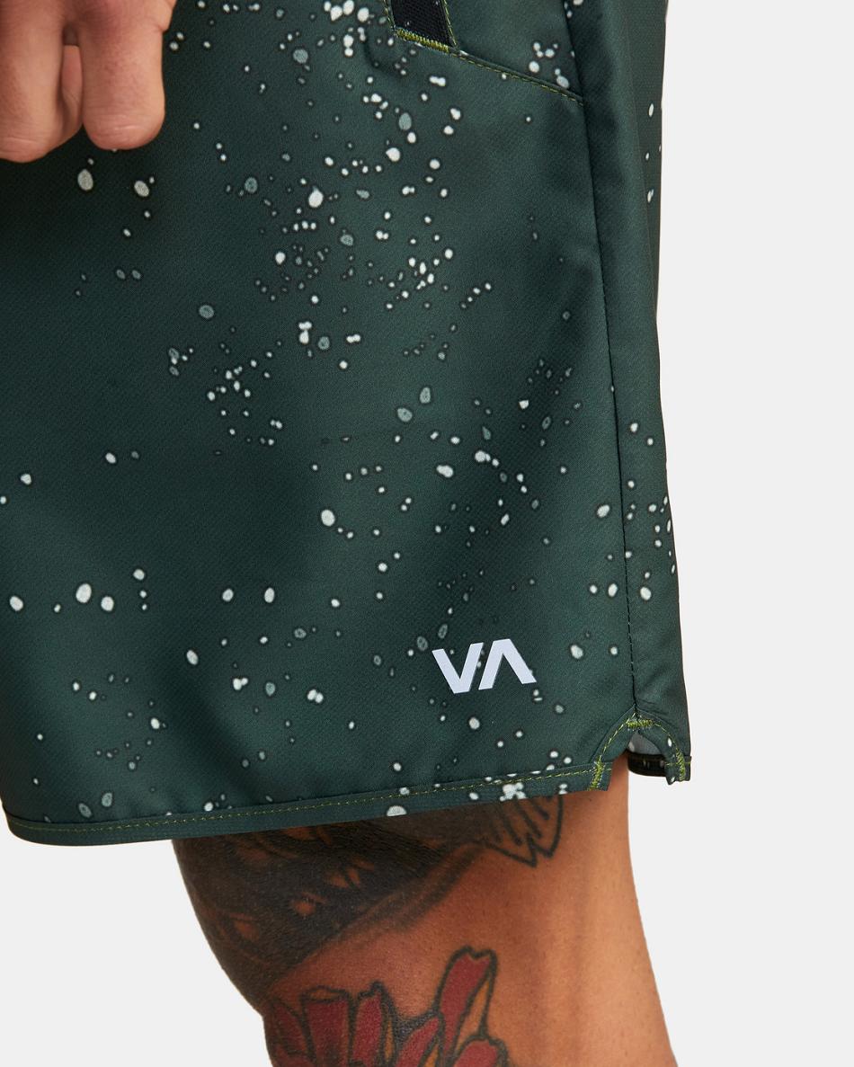 Dk Olive Splatter Rvca Yogger IV Elastic Men's Running Shorts | USJZR20723