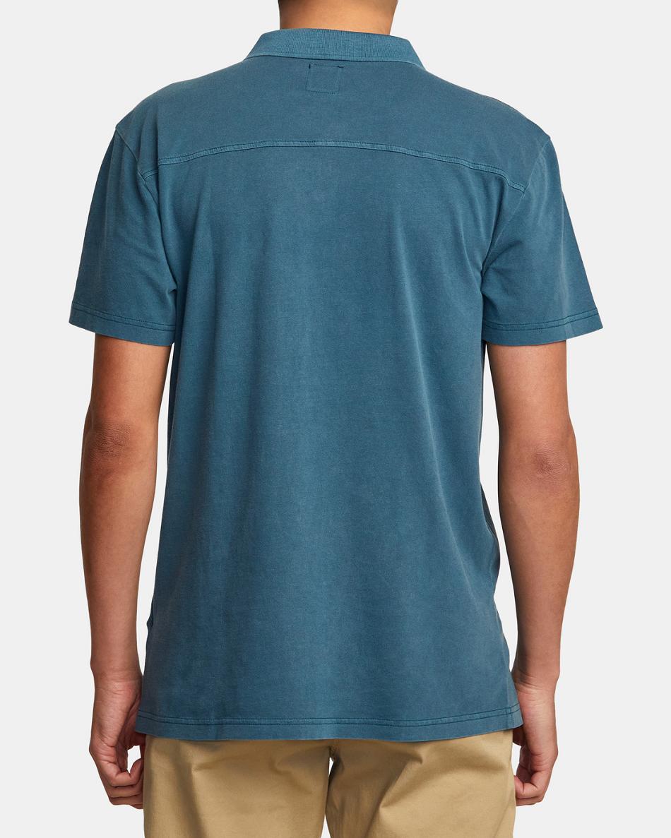 Duck Blue Rvca PTC Pigment Polo Men's T shirt | USQAV33822