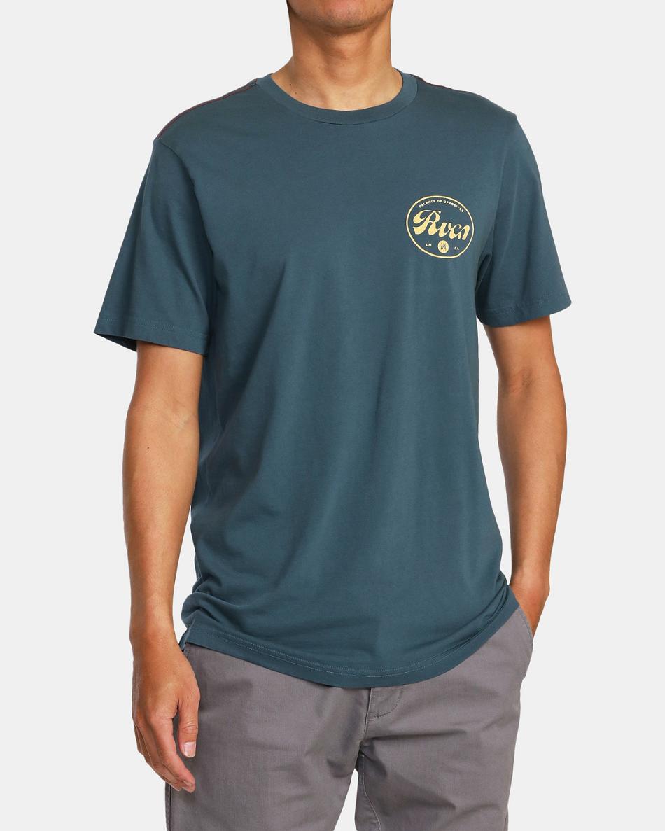 Duck Blue Rvca Pils Men's Long Sleeve | BUSSO35416