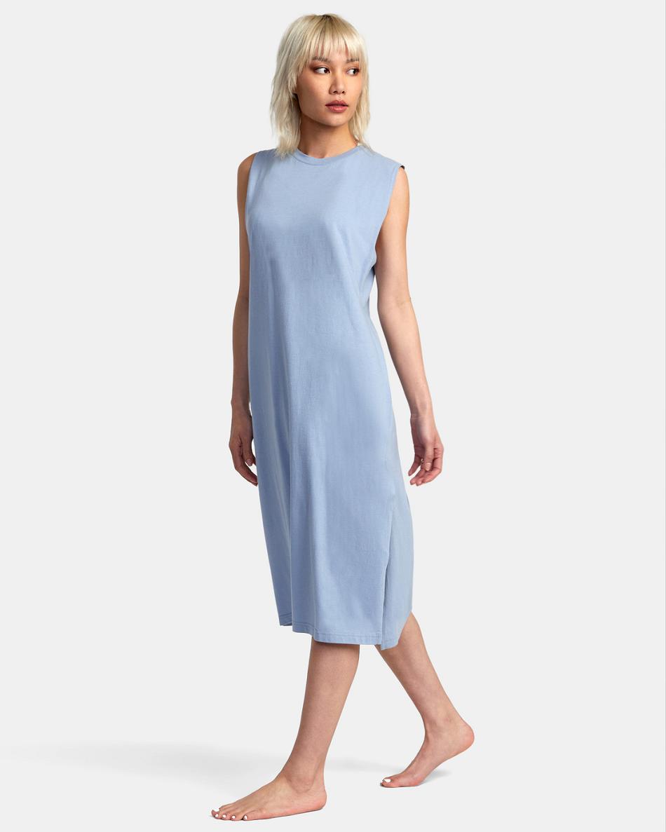 Dusty Blue Rvca Flexin Coverup Women's Cover ups | USCIF55839
