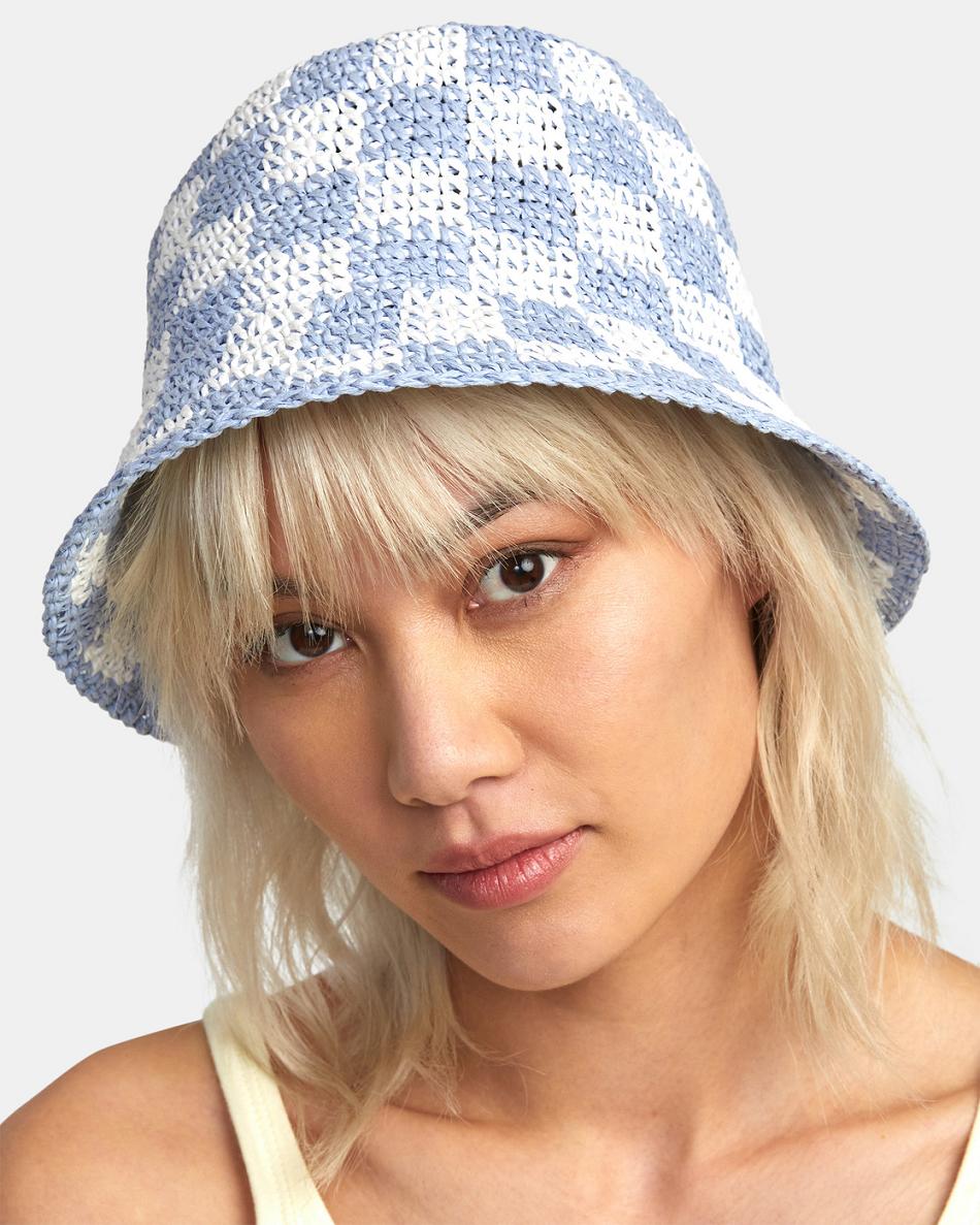 Dusty Blue Rvca Laguna Straw Bucket Women\'s Hats | YUSVQ28394