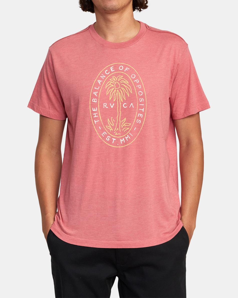 Dusty Pink Rvca Palm Seal Tee Men's Short Sleeve | DUSVO41876