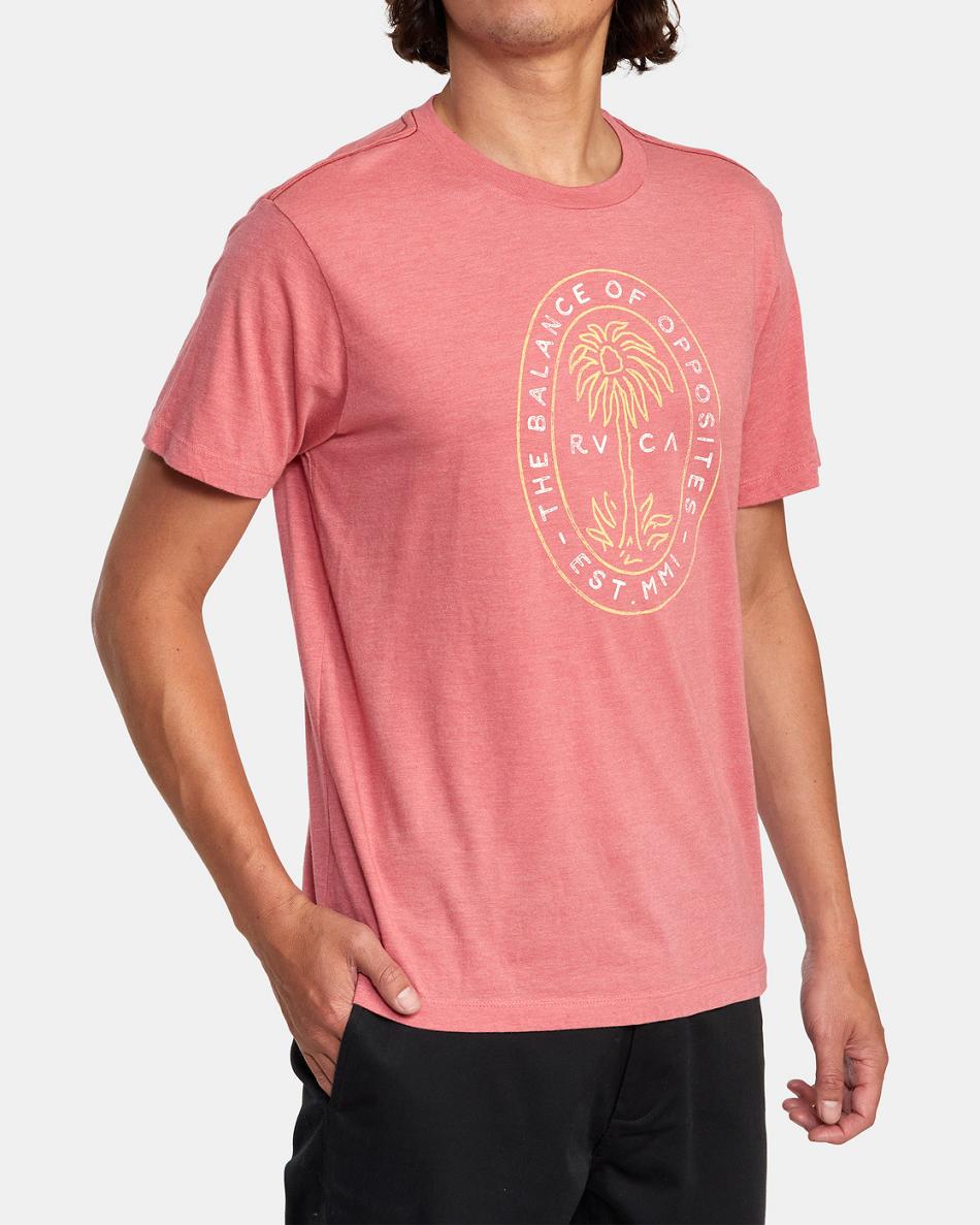 Dusty Pink Rvca Palm Seal Tee Men's Short Sleeve | DUSVO41876