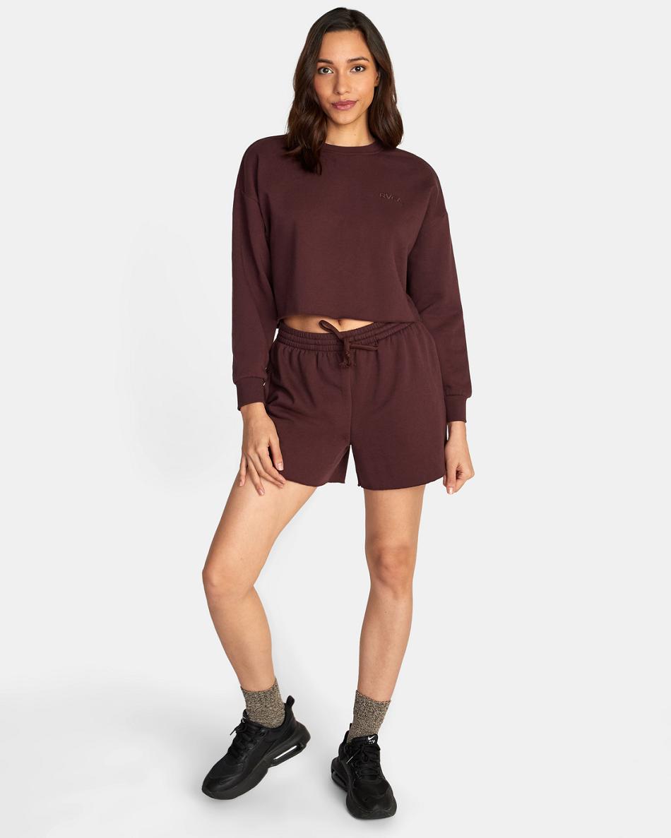 Espresso Rvca Test Drive Cropped Women's Hoodie | USJZR20637