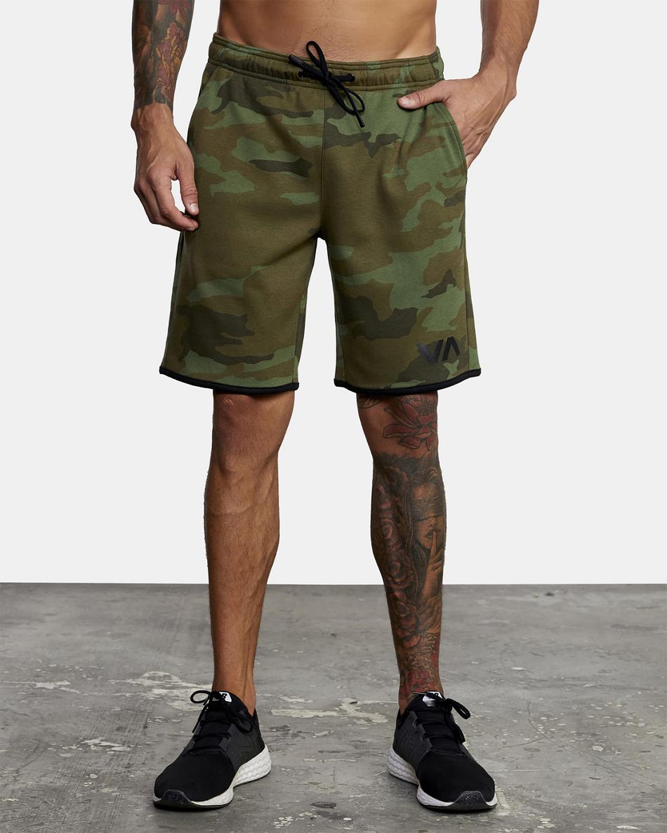 Green Camo Ii Rvca Sport Elastic IV 19 Men's Shorts | USCIF30798