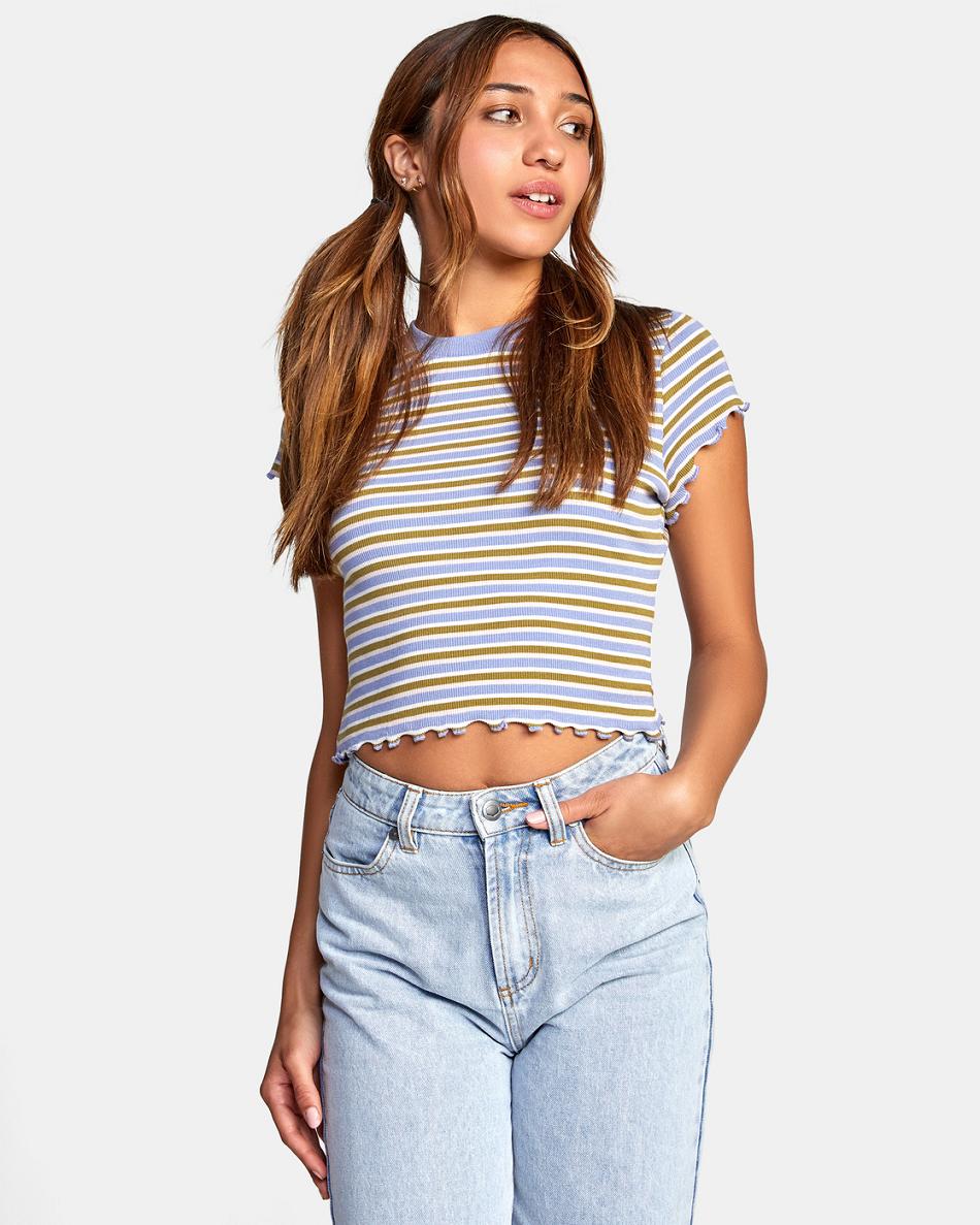 Grey Purple Rvca Classmate Crop Women\'s Tanks | MUSHR84958