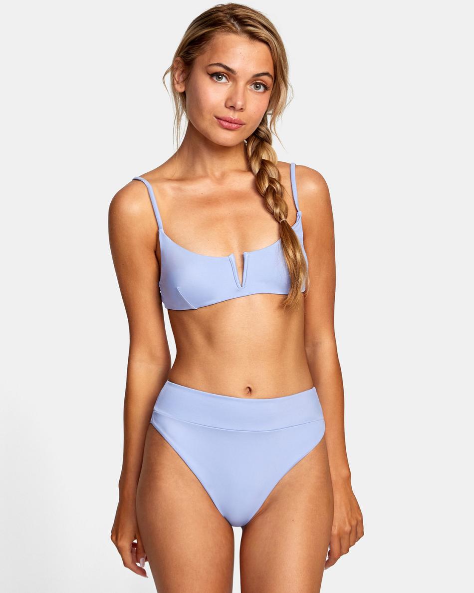 Grey Purple Rvca High-Rise Cheeky Women's Bikini Bottoms | AUSDF13574