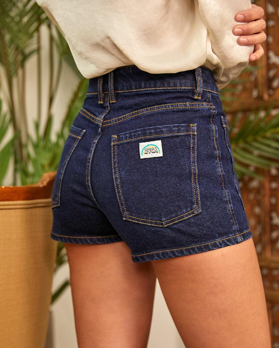 Indigo Rvca Camille Rowe Denim Shorts Women's Jeans | ZUSNQ66853