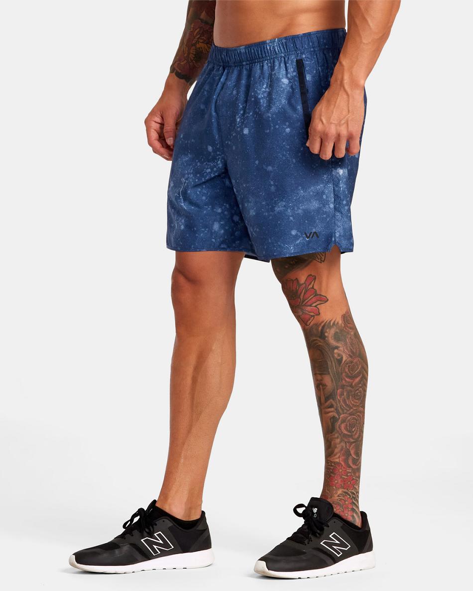 Indigo Tie Dye Rvca Yogger IV Elastic Men's Running Shorts | USQCS20086