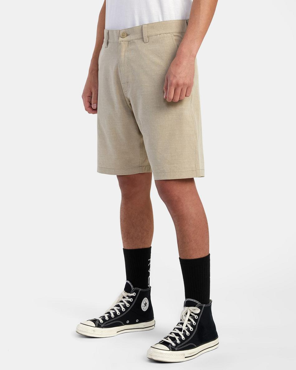 Khaki Rvca Balance Hybrid 20 Men's Shorts | USJKU47203