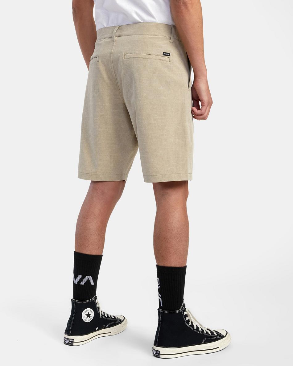 Khaki Rvca Balance Hybrid 20 Men's Shorts | USJKU47203