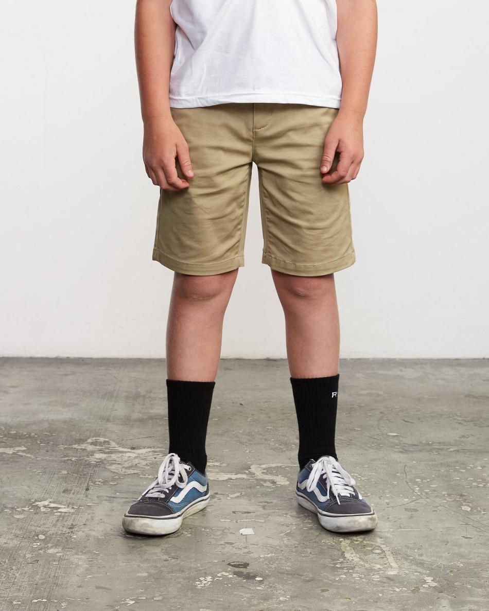 Khaki Rvca Boys Weekday Stretch Boys' Shorts | AUSDF80561