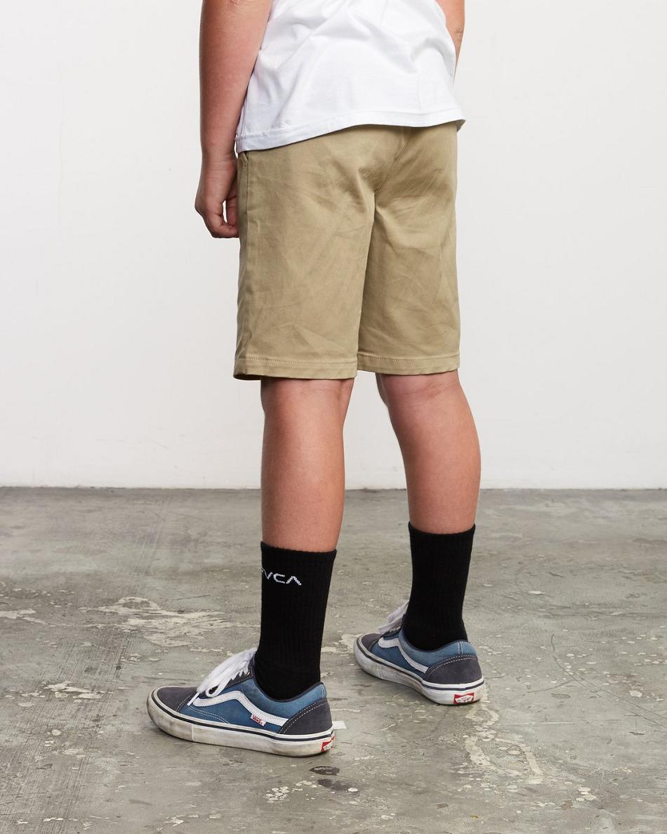 Khaki Rvca Boys Weekday Stretch Boys' Shorts | AUSDF80561