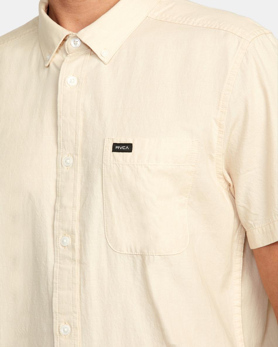 Latte Rvca Hastings Denim Short Sleeve Men's T shirt | TUSPQ81651