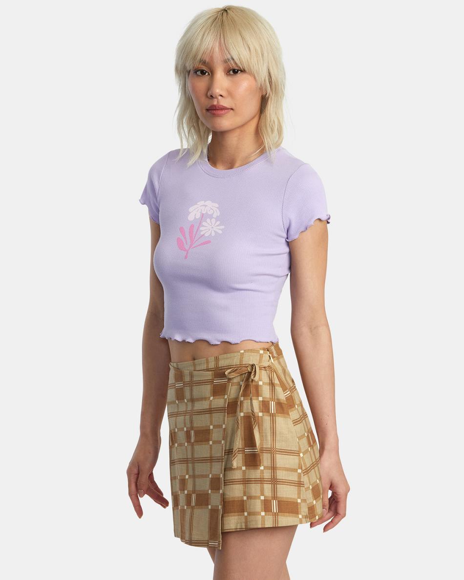Lavender Rvca Bloomed Classmate Women's T shirt | PUSQX94970