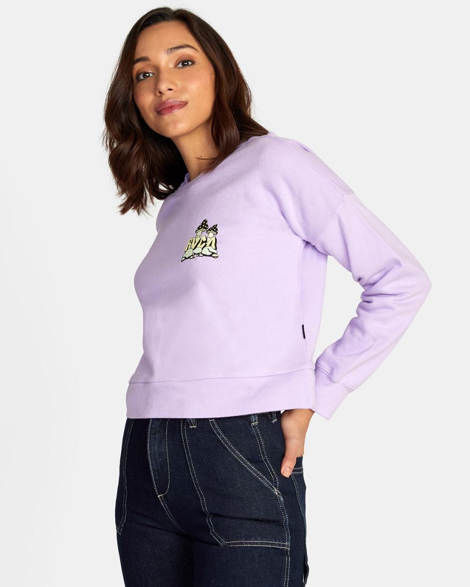 Lavender Rvca Mycelium Terry Pullover Women's Loungewear | XUSBH71441