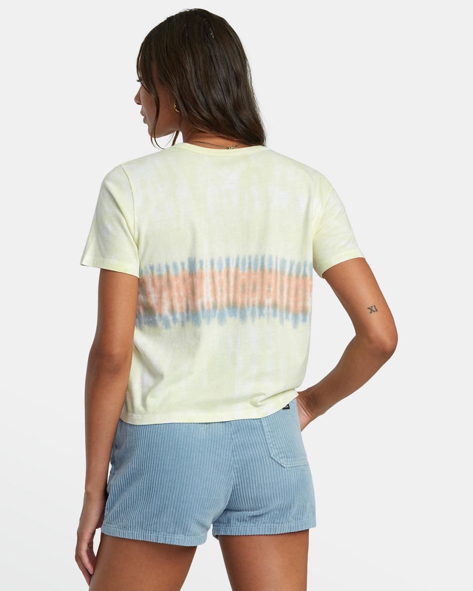 Lemon Rvca Big Tie Dye Stripe Women's T shirt | TUSPQ14610