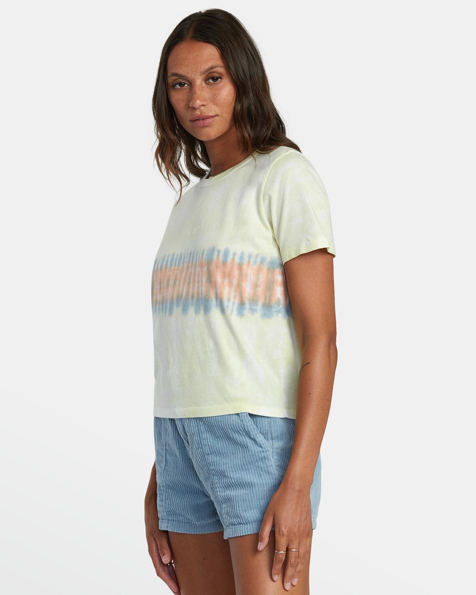 Lemon Rvca Big Tie Dye Stripe Women's T shirt | TUSPQ14610