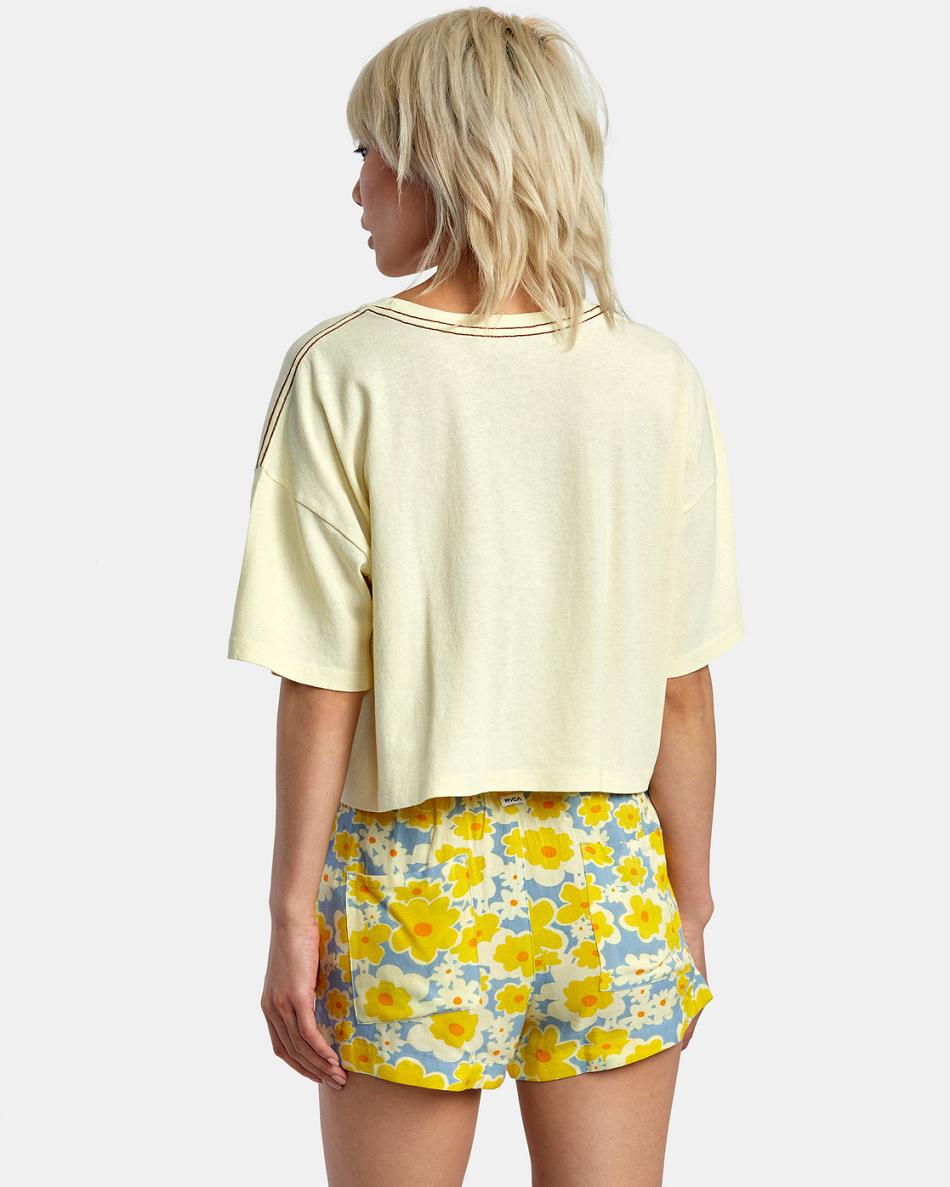 Lemon Rvca Good Times Boyfriend Crop Women's T shirt | USJZR65509