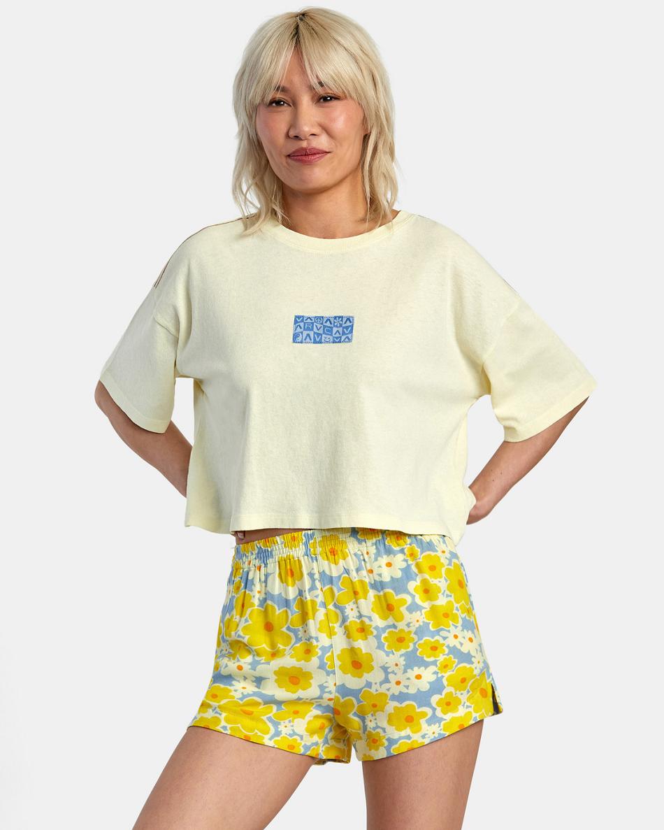 Lemon Rvca Good Times Boyfriend Crop Women\'s T shirt | USJZR65509