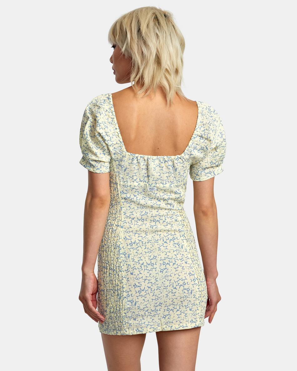 Lemon Rvca Gretel Linen Women's Dress | FUSUI30391