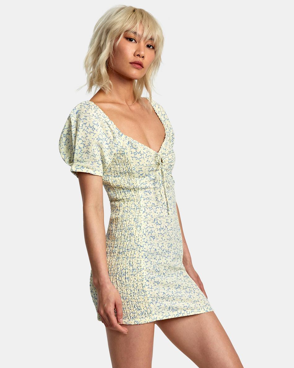 Lemon Rvca Gretel Linen Women's Dress | FUSUI30391