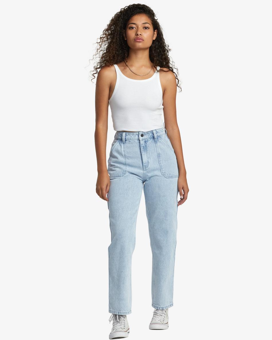 Light Vintage Wash Rvca Recession Denim Women's Pants | USXMI12524