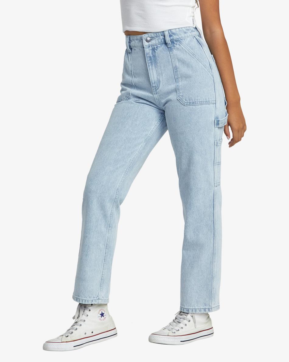 Light Vintage Wash Rvca Recession Denim Women's Pants | USXMI12524