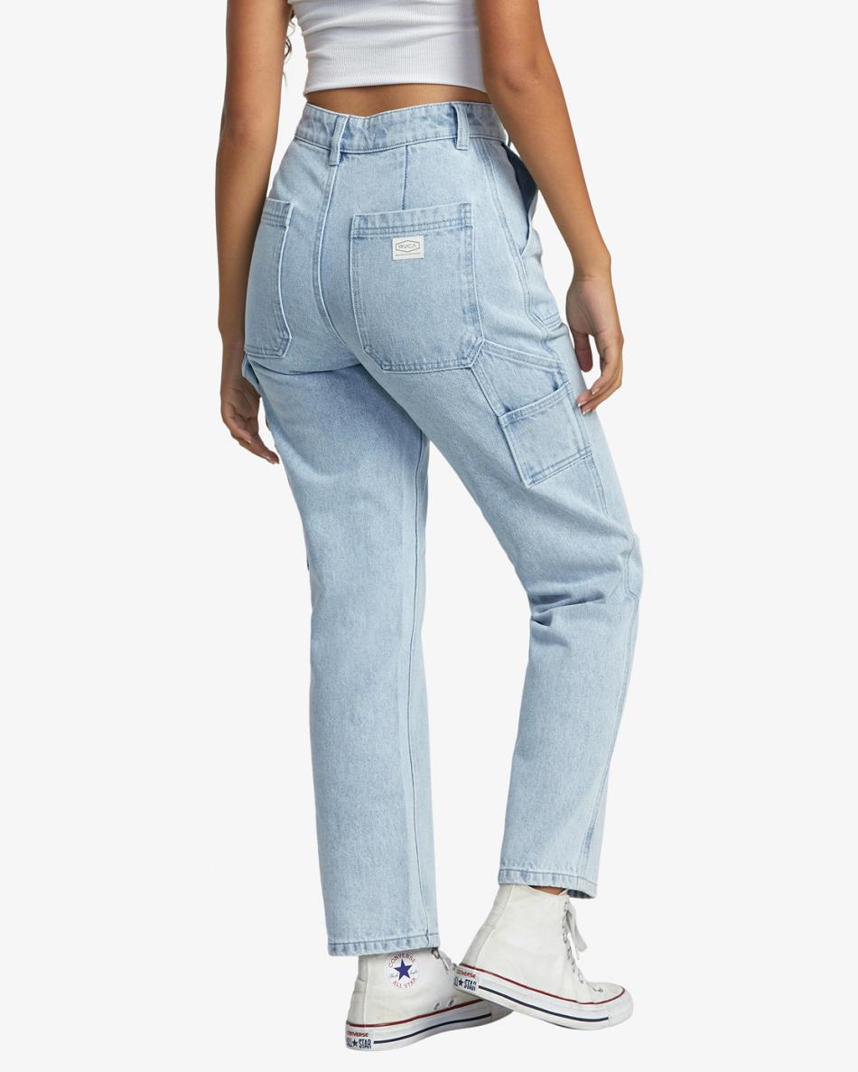 Light Vintage Wash Rvca Recession Denim Women's Pants | USXMI12524