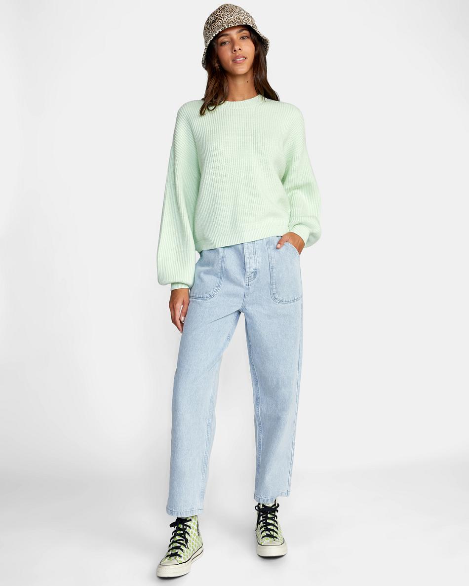 Light Vintage Wash Rvca Scrunchie Denim Women's Pants | PUSER91991