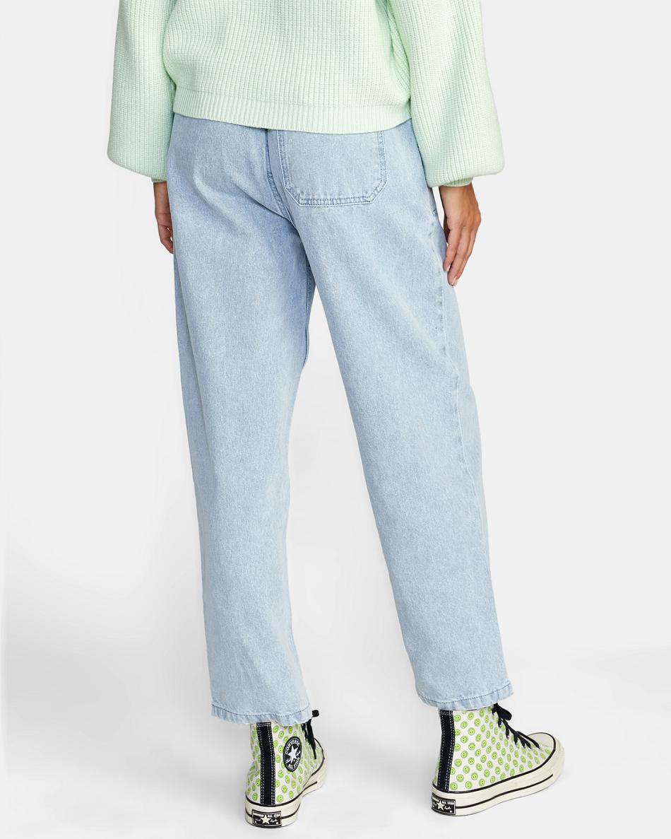 Light Vintage Wash Rvca Scrunchie Denim Women's Pants | PUSER91991