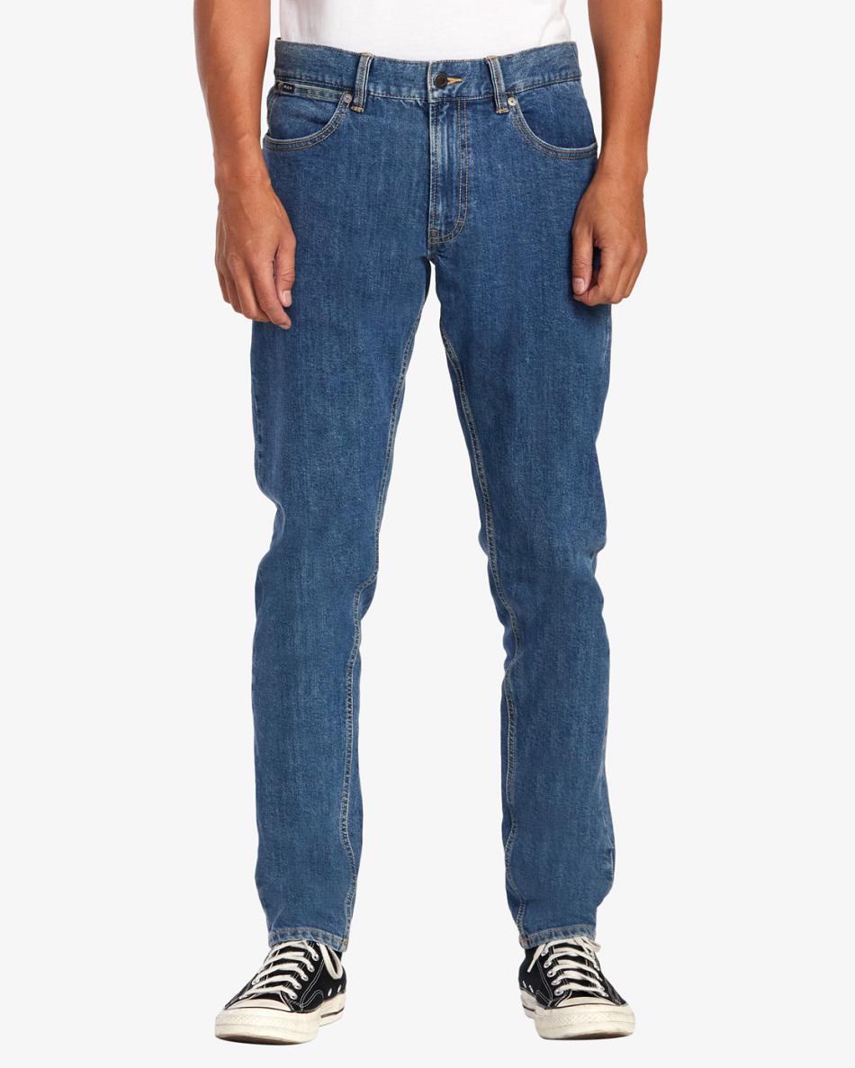 Light Vintage Wash Rvca Weekend Straight Fit Men's Jeans | USXBR91210