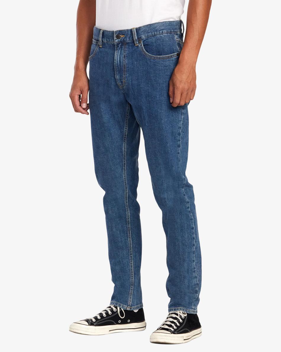 Light Vintage Wash Rvca Weekend Straight Fit Men's Jeans | USXBR91210