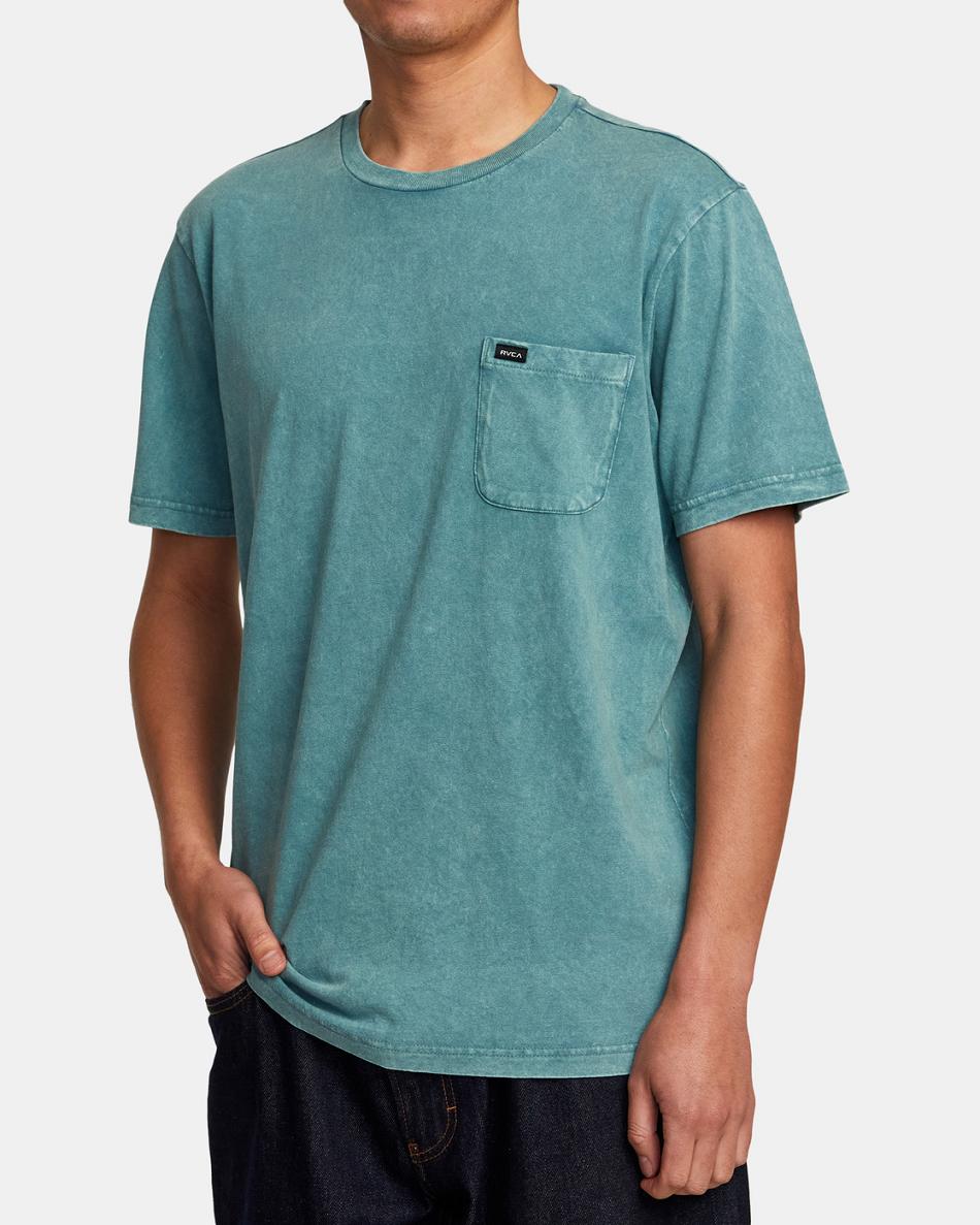 Mallard Blue Rvca MANIC TIE DYE CREW TEE Men's Short Sleeve | USXBR55779
