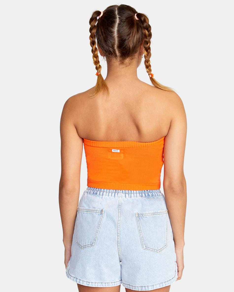 Mandarin Rvca Motives Tube Top Women's Sweaters | USQCS11104