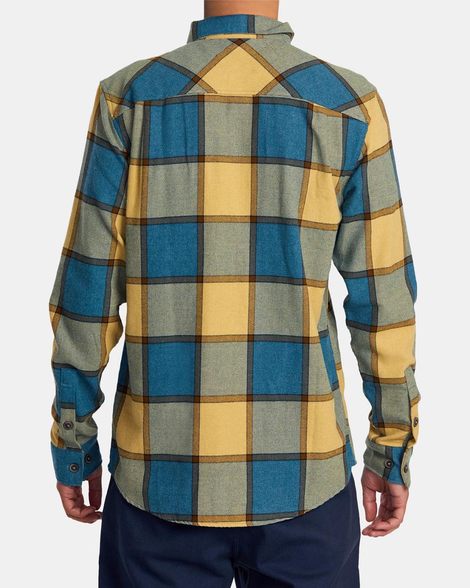 Marsh Rvca Work Flannel Long Sleeve Men's T shirt | PUSQX71644